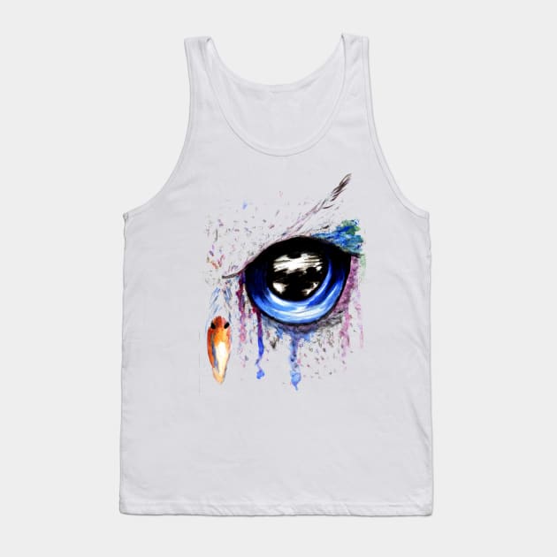 Blue Owl Eye Art Tank Top by AnnArtshock